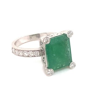 Natural Emerald Diamond Ring 14k Gold 2.95 TCW Size 6.75 