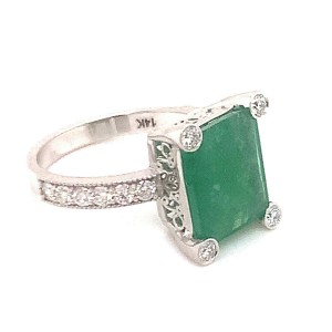 Natural Emerald Diamond Ring 14k Gold 2.95 TCW Size 6.75 