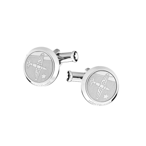 MONTBLANC LE PETIT PRINCE & AVIATOR STAINLESS STEEL CUFFLINKS GERMANY 123795 NEW