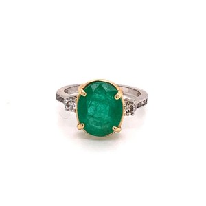 Diamond Emerald Ring 14k Gold 6.65 TCW Women Certified $5,950 915309