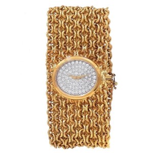 Baume & Mercier Vintage 18k Yellow Gold Manual Diamonds Pave Ladies Watch 484828