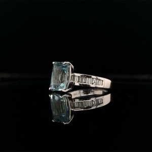 Diamond Aquamarine Ring 3.30TCW 14k Gold Women Certified 