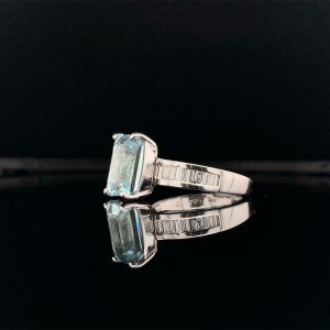 Diamond Aquamarine Ring 3.30TCW 14k Gold Women Certified 