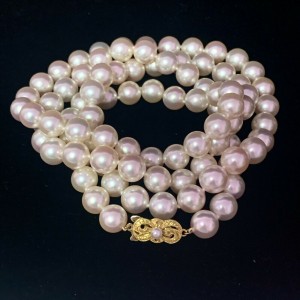 Mikimoto Estate Akoya Pearl Necklace 18k Gold 9 mm Certified $98,000 M98000
