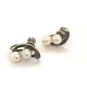 Mikimoto Estate Akoya Pearl Earrings Sterling Silver 