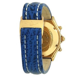 Breitling Chronomat 18k Yellow Gold Leather Automatic Blue Men's Watch 