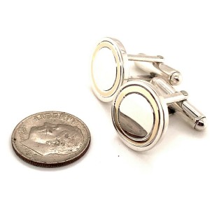 Tiffany & Co Estate Sterling Silver & 14k Gold Oval Cufflinks 