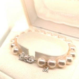 Mikimoto Akoya Pearl Bracelet 7.5" 18k Gold 9.5 mm Certified 