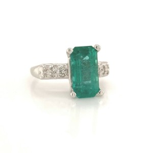 Natural Emerald Diamond Ring Size 6 14k Gold 2.95 TCW Certified $5,950 113434