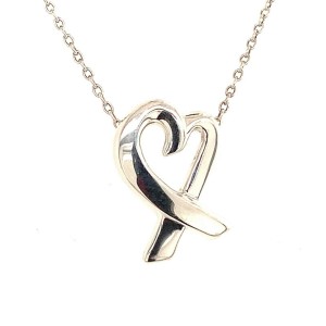 Tiffany & Co Estate Sterling Silver Heart Pendant Necklace 