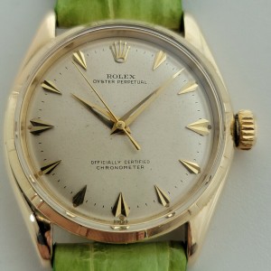 Mens Rolex Oyster Perpetual 6585 34mm 14k Gold Automatic 1960s Vintage RJC162