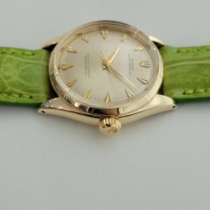 Mens Rolex Oyster Perpetual 6585 34mm 14k Gold Automatic 1960s Vintage RJC162