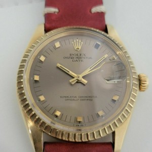 Mens Rolex Oyster Perpetual Date 1503 35mm 14k Solid Gold Automatic 1970s RJC120