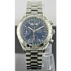 Omega Speedmaster  Automatic Chronograph Triple Date Blue Watch 