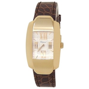 Chopard La Strada 18k Yellow Gold Leather Quartz Silver Ladies Watch