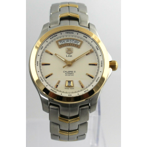 TAG HEUER LINK  AUTOMATIC DAY DATE MEN'S 18K GOLD & STEEL WATCH