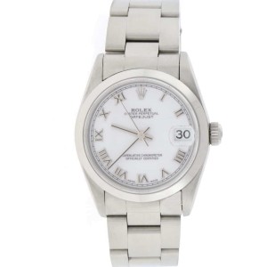 Rolex Datejust Midsize 31MM Original White Roman Dial Smooth Bezel Automatic Stainless Steel Watch 78240