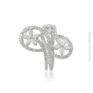 18K White Gold & Diamond Floral Ring - 1.54 Carats - $3,720 with Full EGL Report