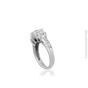 14K White Gold & Diamond 3-Stone 1 Carat Engagement Wedding Ring - $4690 AGS Cer