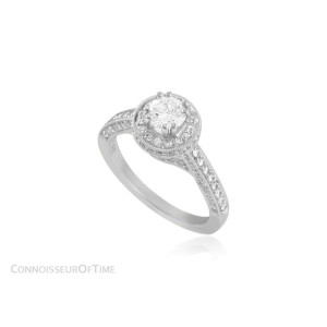 14K White Gold & Diamond Halo Engage/Wedding Ring, .47CT, .70TDW - $4,890 EGL
