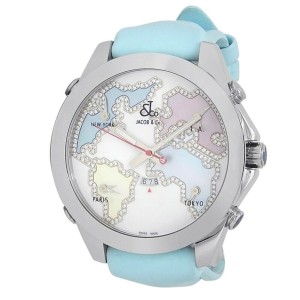 Jacob and Co. Five Time Zone Stainless Steel Mother or Pearl Ladies Watch JC-123