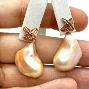 Baroque Freshwater Pearl Earrings 26.10 mm Certified 