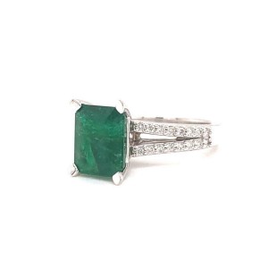 Diamond Emerald Platinum Ring 4.60 TCW Certified 