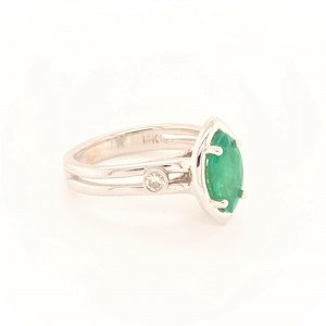 Diamond Emerald Ring 14k White Gold 0.94 TCW Certified $2,450 913616