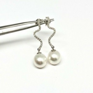 Diamond South Sea Pearl Earrings 14k Gold 11.00 mm Certified $4,950 913484