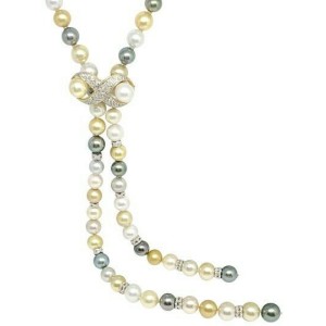Diamond South Sea Pearl Necklace 14k Gold 12.8 mm 34" Certified $24,550 911804