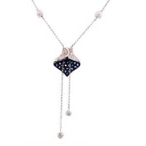 Diamond Sapphire Necklace 1.30 CTW Women Certified