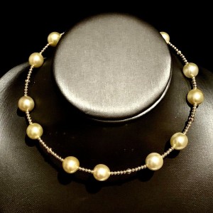 South Sea Pearl Choker Necklace 14k Gold 11.50 mm Italy