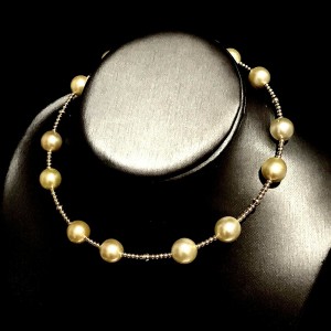 South Sea Pearl Choker Necklace 14k Gold 11.50 mm Italy