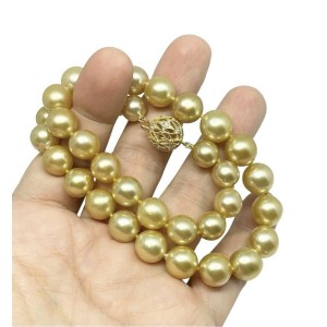 South Sea Pearl Diamond Necklace 12 mm 17.25" 14k Gold 