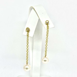 Diamond Akoya Pearl Drop Earrings 14k Gold 8.50 mm Women Certified $995 810631