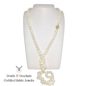 Diamond Akoya Pearl Necklace 14k Gold 8.5 mm 36 in Certified $9,750 010932