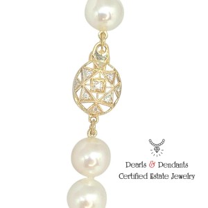 Diamond Akoya Pearl Necklace 14k Gold 8.5 mm 36 in Certified $9,750 010932