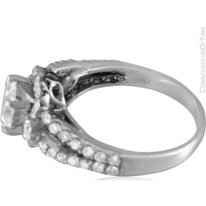 18K White Gold & Natural Diamond Halo Engagement Wedding Ring, 1.74 CT TDW