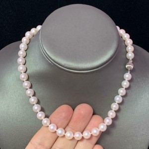 Akoya Pearl Necklace 14k White Gold 8.5 mm 16 in Certified $6,950 017777