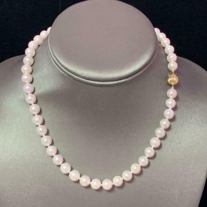 Akoya Pearl Necklace 14 KT YG 8 mm 16 in Certified $4,950 017785