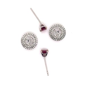 Diamond Ruby Earrings 18 KT White Gold 1.36 TCW Certified $3,950 017701