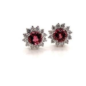 Rubellite Tourmaline Diamond Earrings 14k WG 2.55 TCW Certified $4,950 017969