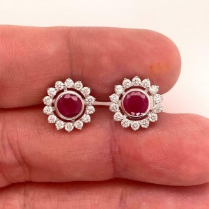 Diamond Ruby Earrings 14k Gold 2.07 TCW Certified $5,250 018670