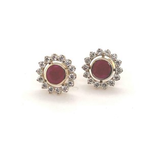 Diamond Ruby Stud Earrings 14k YG 2.07 TCW Certified $5,250 018669