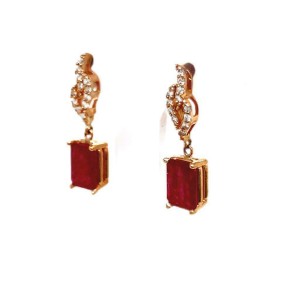 Diamond Ruby Earrings 14k Yellow Gold 2.08 TCW Certified $3,950 018672