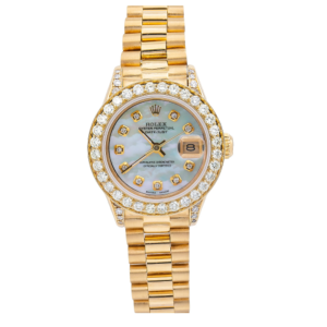 ROLEX DATEJUST LADY PRESIDENT WATCH YELLOW GOLD, WITH DIAMONDS, MOP DIAL 6908