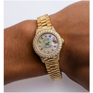 ROLEX DATEJUST LADY PRESIDENT WATCH YELLOW GOLD, WITH DIAMONDS, MOP DIAL 6908