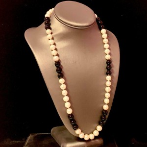 Estate Freshwater Pearl Onyx Necklace 25.25" 10.25 mm Certified $2,275 711264