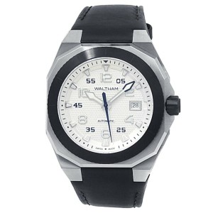 Waltham AeroNaval Stainless Steel Leather Automatic Silver Men's Watch AN-01