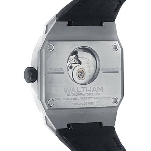 Waltham AeroNaval Stainless Steel Leather Automatic Silver Men's Watch AN-01